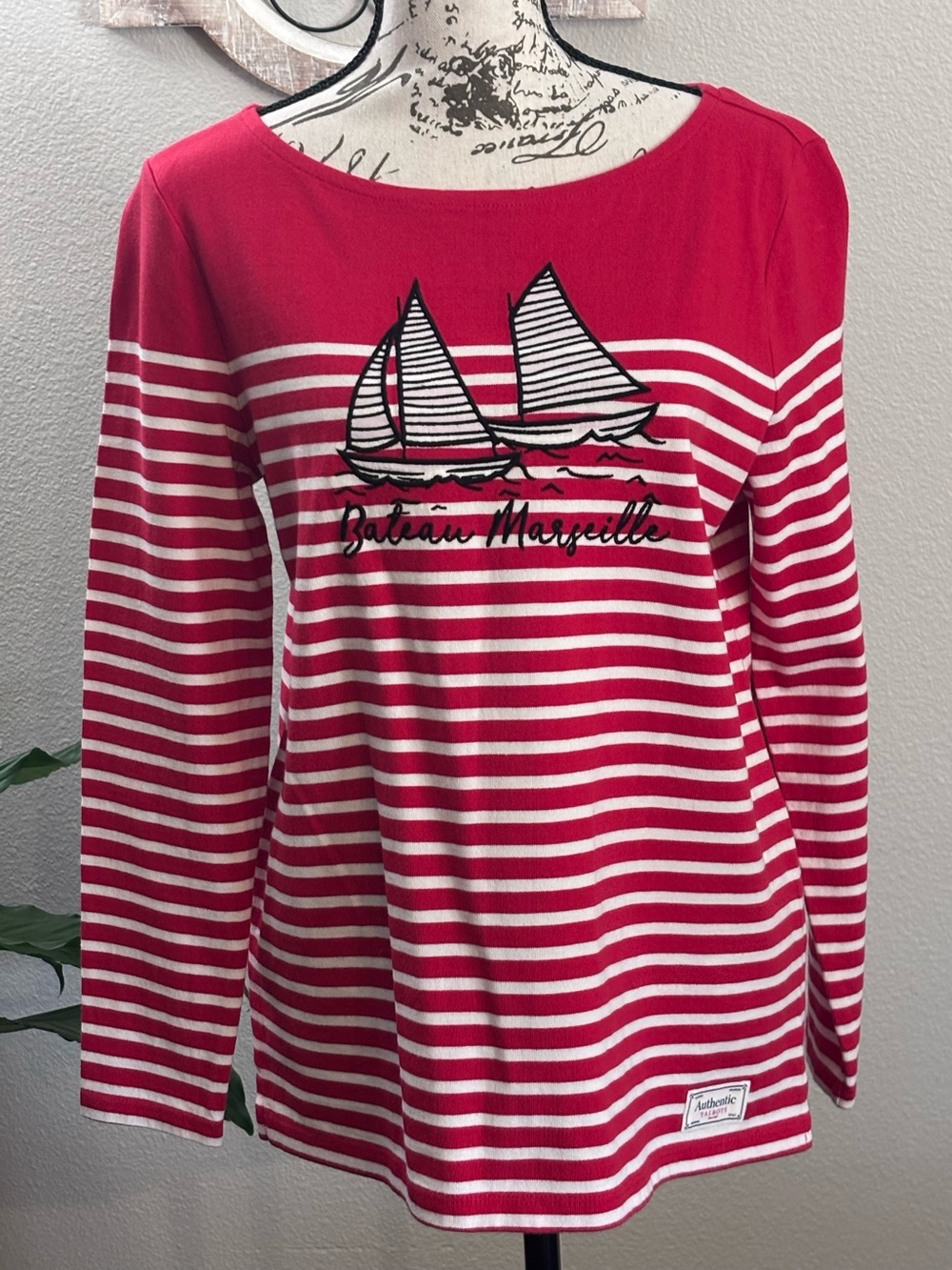 Talbots Red & White Striped Knit Top